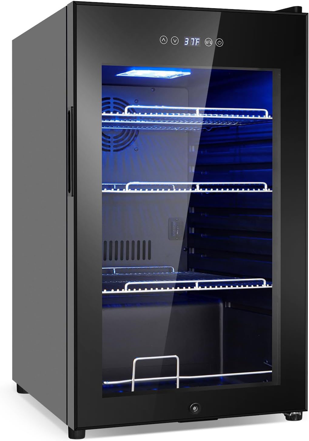 Beverage Refrigerator 17 inch Wide - 126 Can Beverage Cooler with Glass Door | Counter-Top/Freestanding Mini Beverage Beer Fridge | Temperature Memory