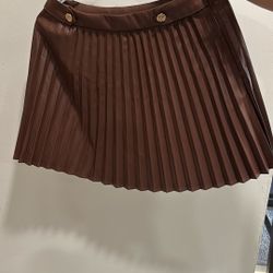 Brown Leather Pleated Skirt Size 4