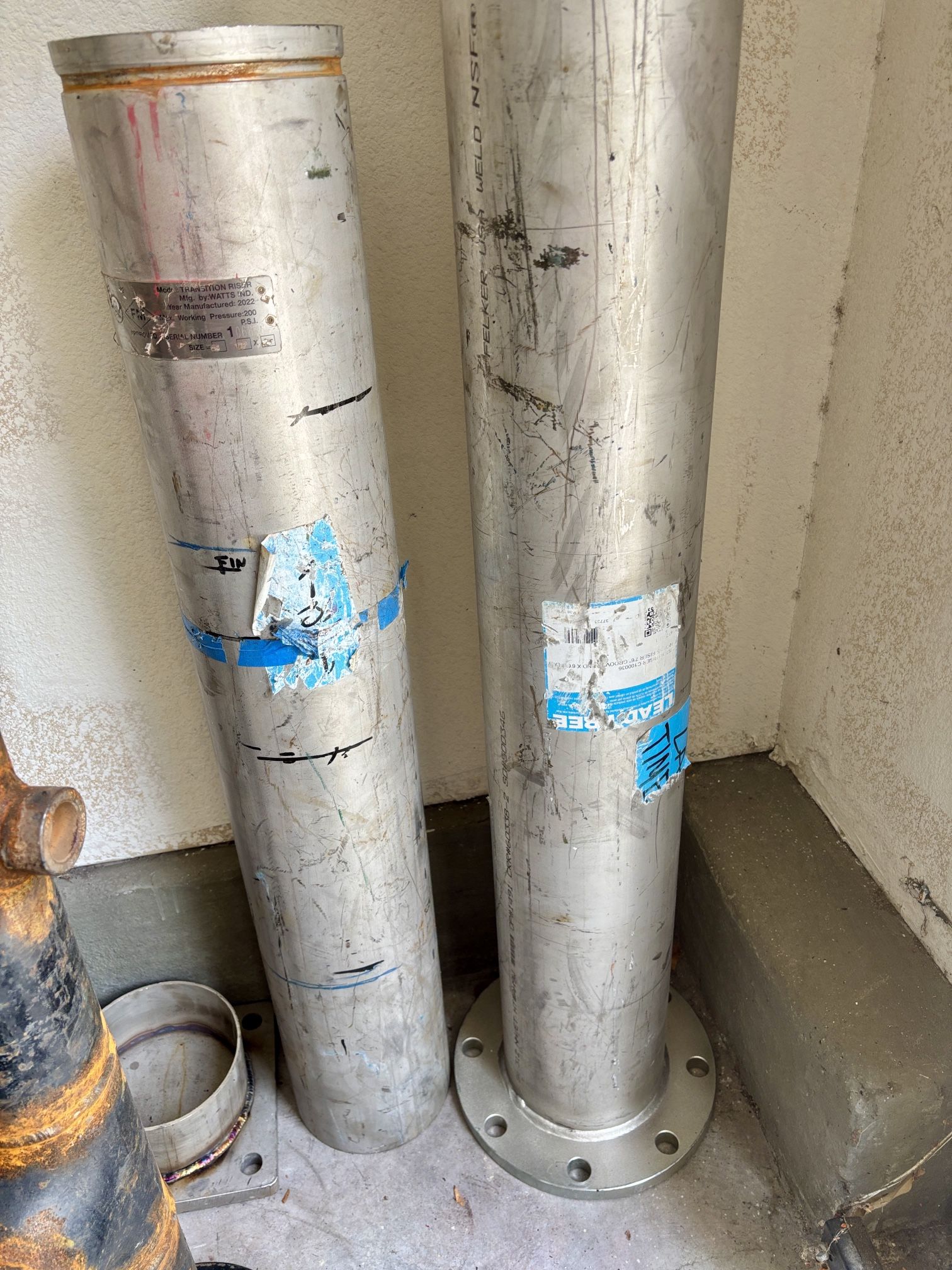 Stainless Steel RISER 7'6" A- Flange End and shorter stainless pipe sections