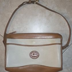 Vintage Dooney & Bourke Bag Carryall  Tan Brown leather shoulder crossbody Gold 