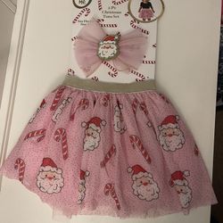 Santa Tutu Skirt And Hair Clip