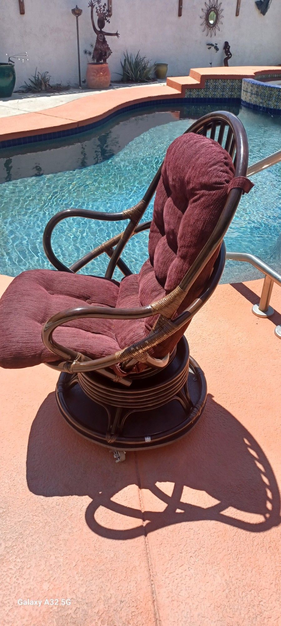 Boho chic bentwood rolling Chair $100 Chair and ottoman $200
