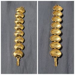 Vtg Napier Signed Half Moon Gold Tone Bracelet