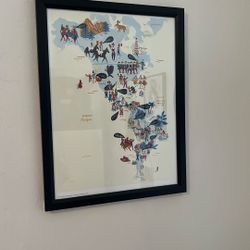 Framed Stylized Map Of North And South America