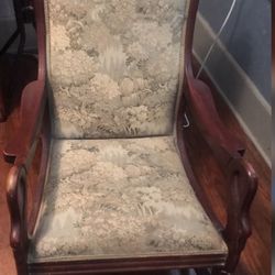 Genuine Antique Wood Carved  Rocking Chair Swan Designed 