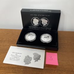 Morgan and Peace Dollar 2023 Two-Coin Reverse Proof Silver Coin Set