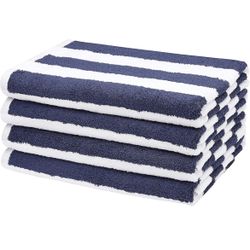 Amazon Basics Beach Towels Blue Multi Color Stripe