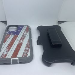 For iPhone 11 Camouflage Case With Belt Clíp Holster USA Flag Camo 