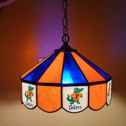Vtg Florida Gators 14" Tiffany Style Pub Ceiling Lamp
