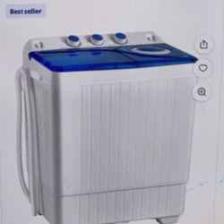 Costway 26lbs Portable Semi-automatic Twin Tub Washing Machine with Drain Pump Blue