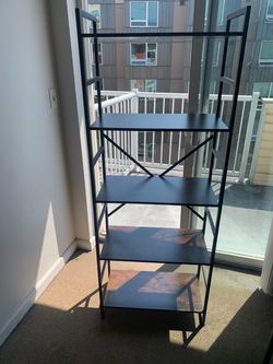 Shintenchi 5-Tier Bookshelf - Industrial Metal Frame, Rustic Brown