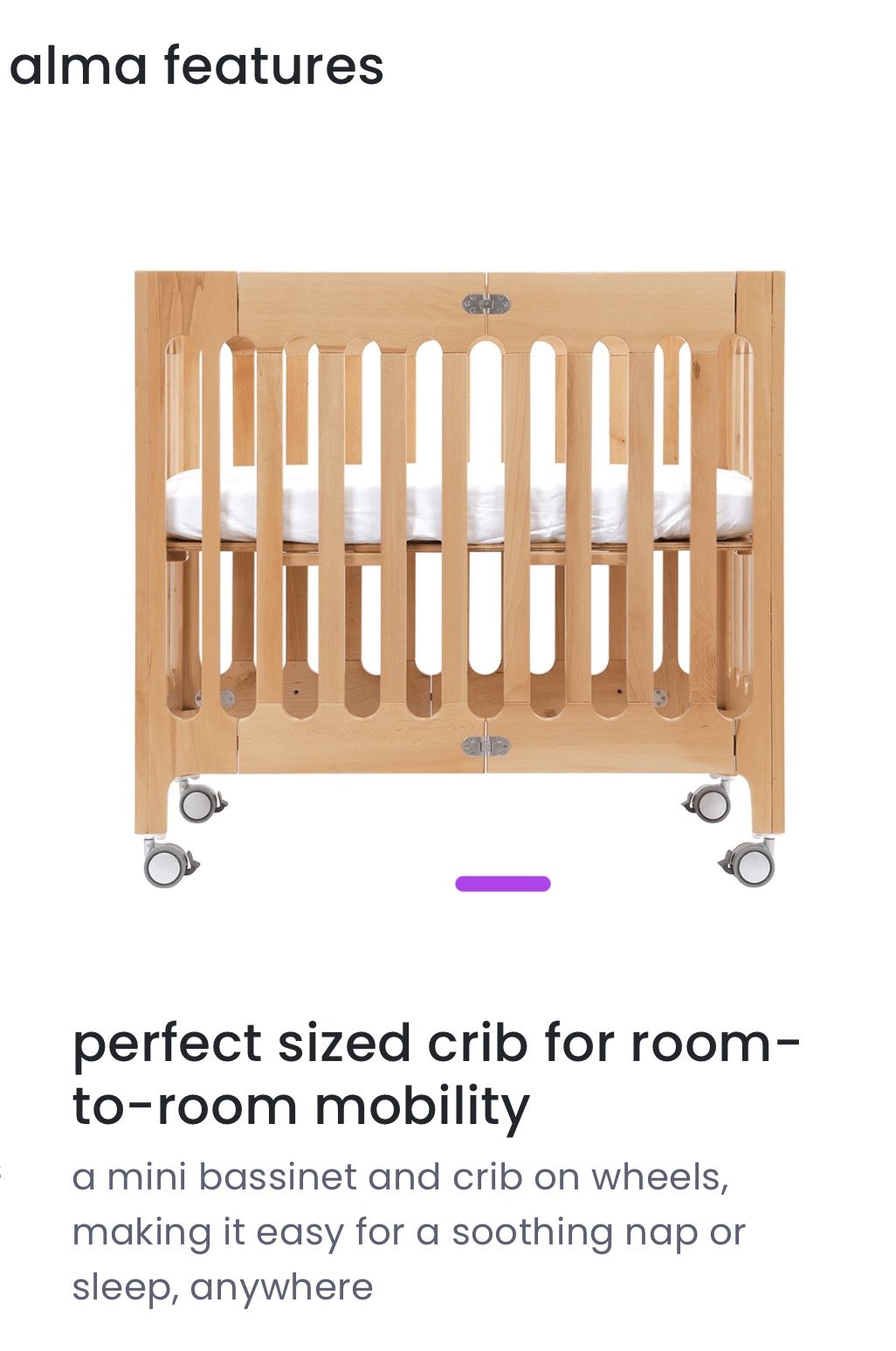 Bloom Alma Mini Portable Crib With Matress (sheet Cover Included