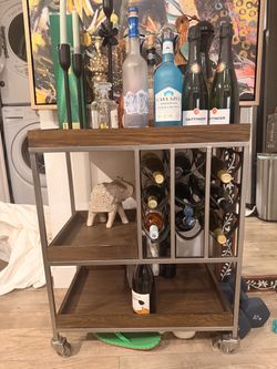 Multi tier rolling bar cart