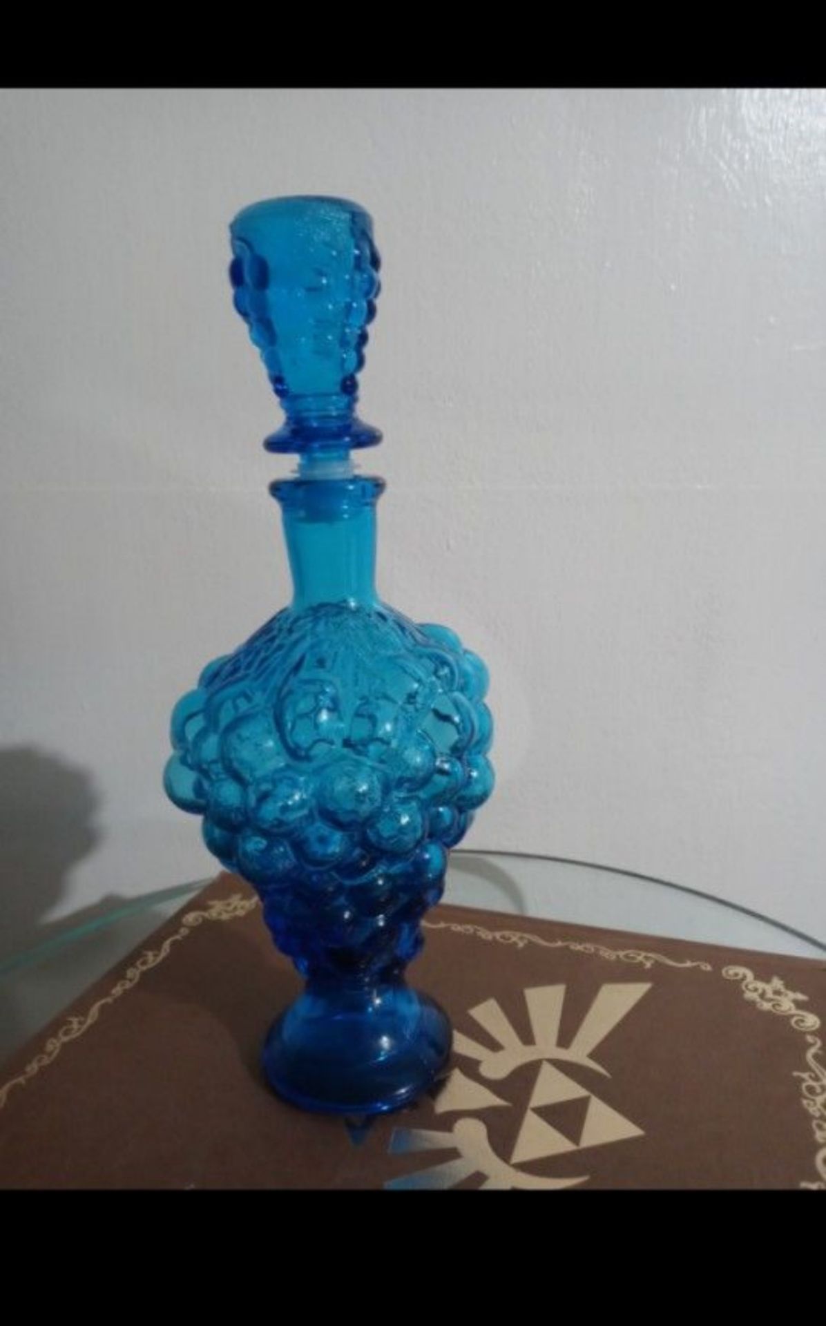 ROYAL BLUE EMPOLI GLASS DECANTER 11"