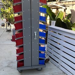 Mobile gravity double sided with bins