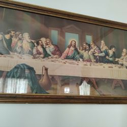 Extremely Large Framed Last Supper Artwork, Beautiful!!