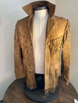 Retro Schott Suede Rancher Western Fringe Boho Brown Leather Jacket Coat XSm-Sw*
