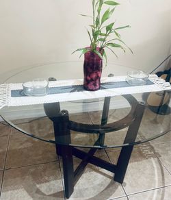 Round Glass Dining Table for 4