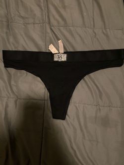 Victoria's Secret underwear  black thong with rhinestone logo, size XL