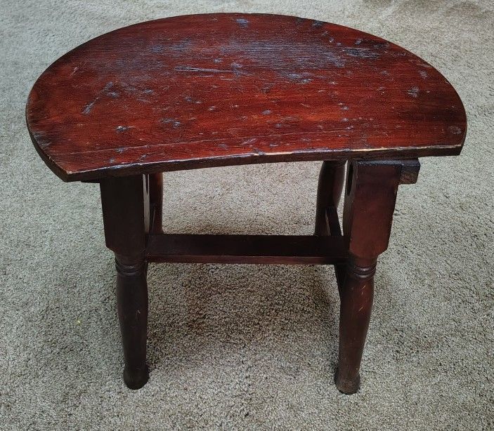 Antique Handmade 20s Or 30s Maple And Pine Milking Stool Queen Anne Style
