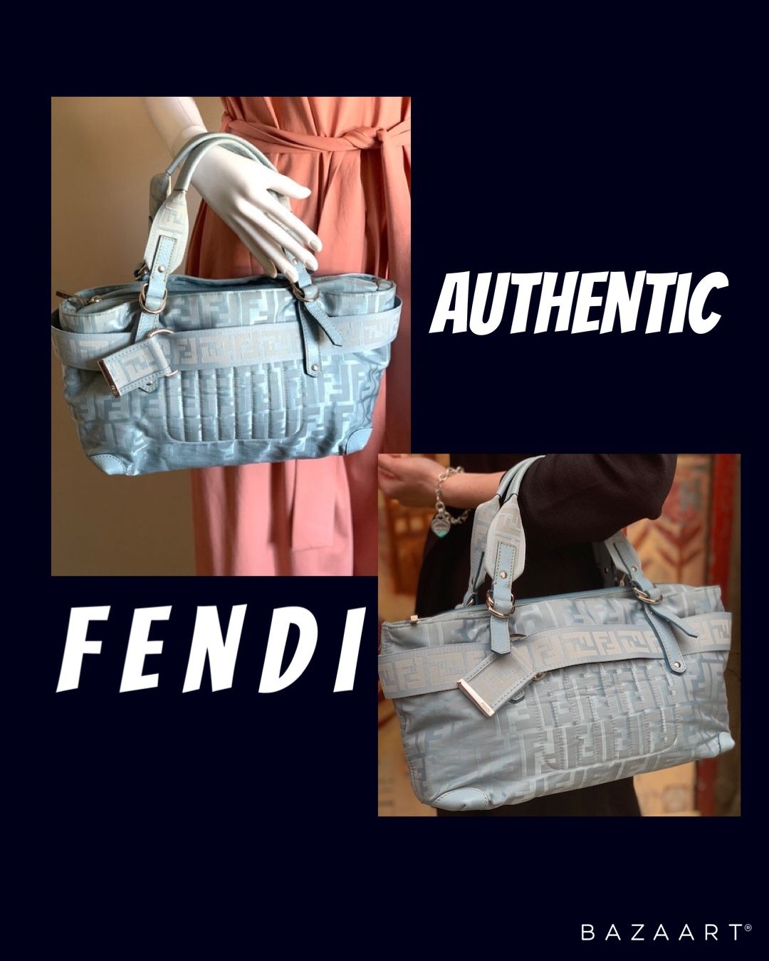 ⛄️ Authentic Vintage FENDI Handbag Blue Leather ⛄️