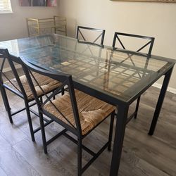 Modern Glass Dining Table Set w/ 4 Chairs – Pickup Only