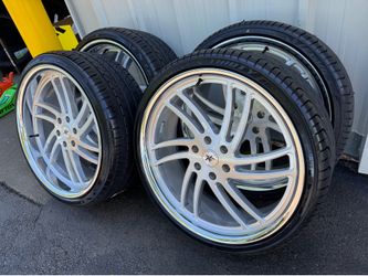 NEW staggered 24x9 and 24x11 infamous racing wheels wrapped in Lexani tires 275/30r24 and 295/30r24