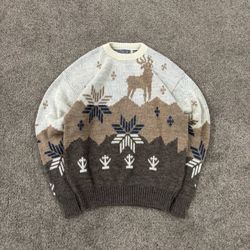 90s le tigre nordic nature knit sweater men’s size XL