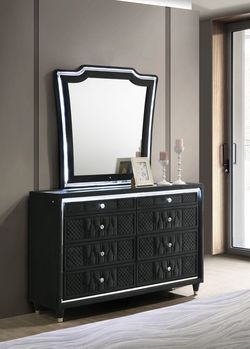Lorient Black 8-drawer LED Dresser with Mirror