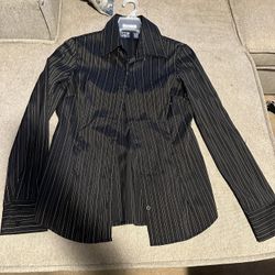 Black With Gold Stripped Dress Shirt