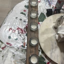 Table Wood Candle Piece