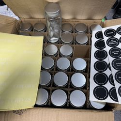 Spice Jars With Labels, Set Of 36