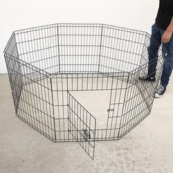 (NEW) $36 Foldable 30” Tall x 24” Wide x 8-Panel Pet Playpen Dog Crate Metal Fence Exercise Cage Play Pen 