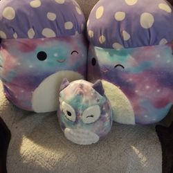 Unai The Cosmic Galaxy Mushrooms And Solina The Owl Squishmallow Bundle 