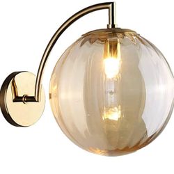 Amber Glass Globe Wall Scone Gold #686-762 6
