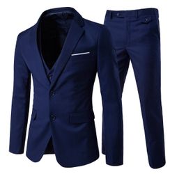 Men's Cloudstyle 3-Piece Suit 2 Buttons Slim Fit Navy Small *NEW*