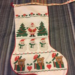 Vintage Embroidered Christmas Stocking