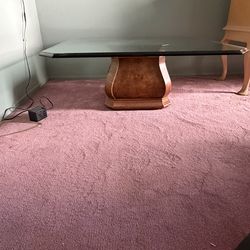 Square coffee on burl wood pedestal