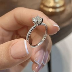 NEW! 1.5CTW. Round Brilliant, Genuine Certified Moissanite Diamond Engagement Ring, Please See Details 🌹