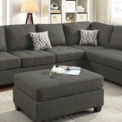 Brand New Grey Sectional Sofa (Ottoman Sold Separately)