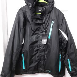 Krumba Women's Sportswear Outdoor Waterproof Windproof Hooded Ski Jacket NWT Black/Blue Size L 