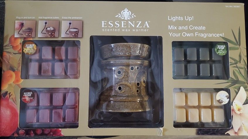 ESSENZA Ceramic Scented Wax Warmer with 4 sets wax fragrance cubes

