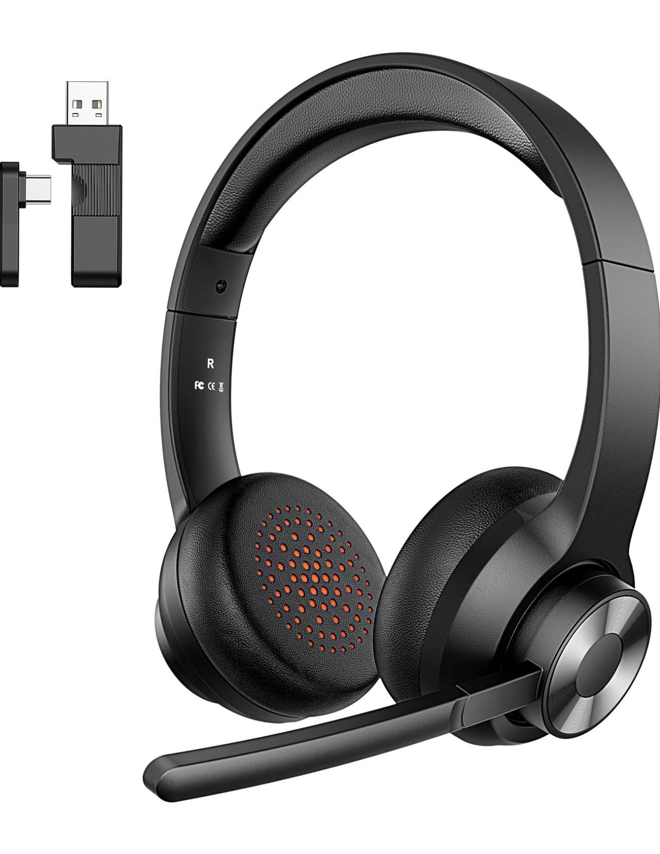 Brandnew Wireless Headset with Mic for Work, Bluetooth 5.4 Office Headset with AI Noise Cancelling, USB A/C Dongle & Mic Mute for Computer Laptop PC,