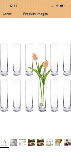 lass Cylinder Bud Vases for Centerpieces, Set of 12 Clear Small vases,Handmade Slim Flower Vases Wedding Table Decor for Single Rose vases Bulk, Home 