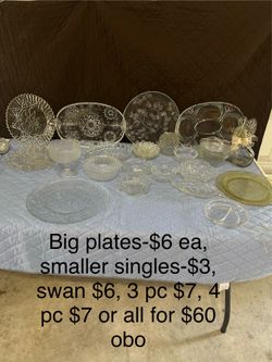 Glass dishes, misc items