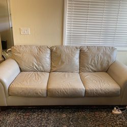 Comfy Leather Couch with Removable Cushions