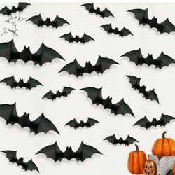 Halloween Bats Wall Stickers， PVC Removable Wall Window Door Decor， Halloween Waterproof Bats Wall Decals Halloween Party Indoor Outdoor Decor Supplie