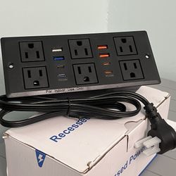 Recessed Power Strip with 30W USB C, Furniture Desk