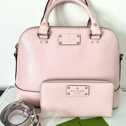 Kate Spade SET BAG + WALLET Zip around Pink New York Grove Street