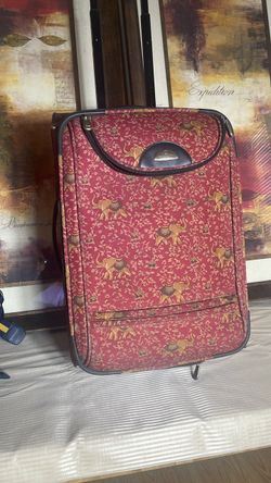 Red Elephant Print Rolling Carry-On Luggage